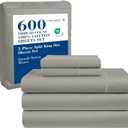 LANE LINEN Split King Sheets Sets for Adjustable Beds - 5 PCs, 600 TC Split King Sheets Set - Sateen Weave King Split Sheets for Adjustable Bed - Split Top King Sheets Set for Adjustable Bed - Silver