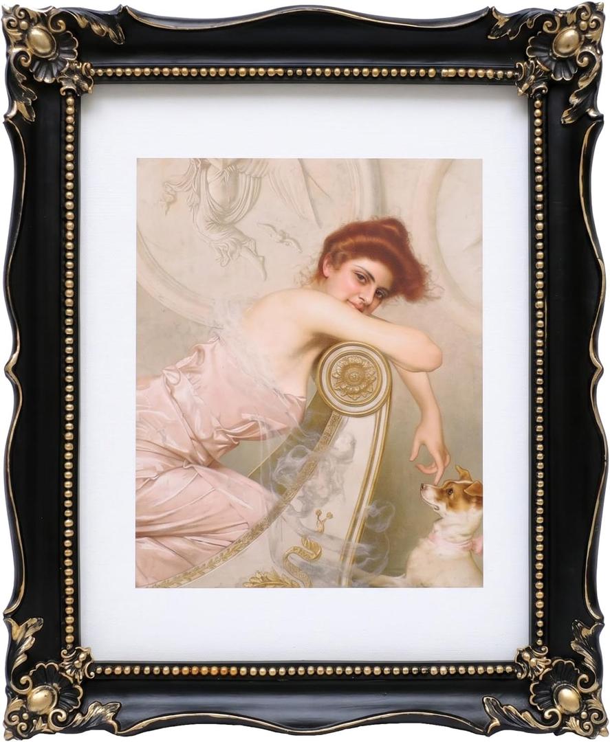 11x14 Picture Frame, Ornate Vintage Black Frame for Wall Photo Display
