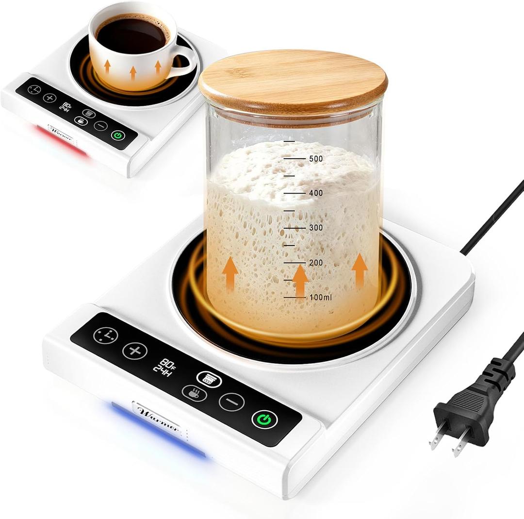 Sourdough Starter Warmer, 2-in-1 Sourdough Warmer (70100F) & Coffee Mug Warmer (110180F), 24H Timer, Precise 1F Temperature Control, Sourdough Starter Kit for Bread and Home Baking