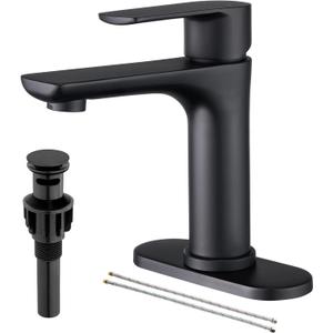 Faustina Black Bathroom Faucet - Single Hole & Three Holes Vessel Sink & Basin Faucets with Pop Up Drain