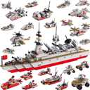 Sitodier Military Battleship Building Block Set for Kids,811pcs 25 in 1 Cruiser Battle Ship Building Kit Toy for Boys Kids Ages 6-12 and 8-14, Beautiful Xmas Birthday Gift