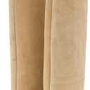 UBWDU Women's Suede Knee High Boots Square Toe Stiletto Heels Wide Calf Tall Boots size 8