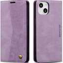 QLTYPRI Wallet Case for iPhone 13 [6.1 Inch], Vintage Folio PU Leather Case with Card Slots Magnetic Closure Kickstand Flip Shockproof Phone Cover for iPhone 13 - Purple