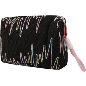 Makeup Bag Toiletry Bag for Womencute Cosmetic Bag with Relief Design, Can Accommodate Various Cosmetic Accessories Black