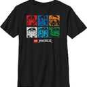 Fifth Sun Kids' Lego Ninjago Unite The Colors Boys Short Sleeve Tee Shirt (X-Large, Black)