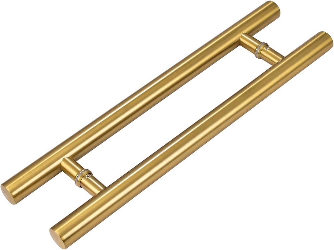 24-inch/304 Stainless Steel Sliding Barn Door Handle, H-Shaped Commercial Push-Pull Glass Long Door Handle Double-SidedModern Shower Door Handle,Gold (Gold, 24inch/60cm)