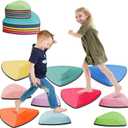 Stepping Stones for Kids Non-Slip Balance River Stones Toys Promoting Children's Coordination Skills Obstacle Courses Sensory Toys for Toddlers Indoor & Outdoor (10, DARK)