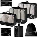 7 Set Packing Cubes for Suitcases Travel Luggage Packing Organizers,Travel Accessories Essentials Luggage Organizer for Shoe/Tioletry/Laundry Bag(Black)