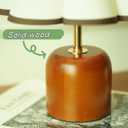 Cute Small Table Lamp, Vintage Mid Century Modern Bedside Nightstand Lamp with Coffee Fabric Lampshade,Solid Wood Base Brown for Bedroom Home Office Decor (Without Buld)