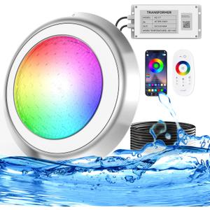 LED Pool Lights for Inground Pool, Wall Mounted, AC 120V RGBW Pool Lights for Inground Pool, 12 Inch IP68 Waterproof Submersible Light - 50ft Cable APP Control & Remote Control, Inclusion Transformer