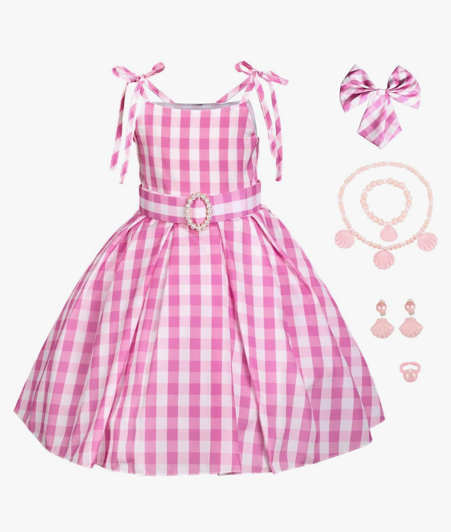 ATIMIGO Girls Pink Cosplay Costume Dress Vintage Birthday Halloween Party Outfit Chirstmas Gift for Girls Dress Up 120