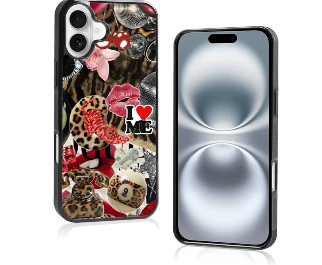 Aesthetic Summer Cheetah Print Collage Phone Case Compatible with iPhone 16 Plus Case 6.7 Inch, TPU Shockproof Protection Coquette Y2K Leopard Preppy Phone Case for Girls Women Cover