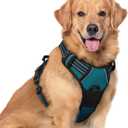 rabbitgoo Dog Harness No Pull with 2 Leash Clips, Adjustable Soft Padded, Reflective Oxford No Choke Pet Vest with Easy Control Handle for Large Dogs, Blue Coral, XL