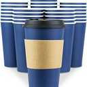 Disposable Coffee Cups With Lids - 16 oz To Go Coffee Cups (80 Set) With Sleeves and Tight Lids Prevent Leaks. Paper Hot Cup Holds Shape With Hot, Cold Drinks. Insulated to Protect Fingers from Heat!