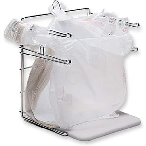 SSWBasics Plastic Grocery Bag Holder - Durable Chrome Stand for Easy Storage - Fits 11W x 6D x 21H Bags - Compact Unit, 12" W x 12" L x 16" H