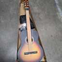 Pyle Beginner Acoustic Guitar Kit, 4/4 Full Size All Wood Instrument for Beginners, Adults, 39" Sunburst Teardrop Matte