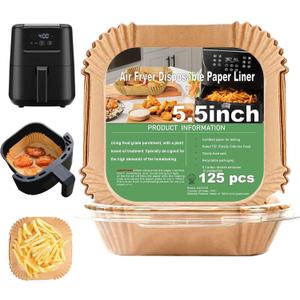 2 QT Air Fryer Liners for CHEFMAN 2 Qt Mini Air Fryer, Air Fryer Liners Disposable Small 2 qt 2.6qt, Small AirFryer Liners, DASH Air Fryer Liners (5.5 Inch Square)
