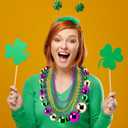 JOYIN 10 Pcs Mardi Gras Bead Necklace Set, 1 Jumbo Ball Bead Necklaces, 3 Medium & 6 Small Beaded Necklaces, Gold Green Purple Plastic Necklaces for Mardi Gras Costume Outfit Dress up Accessories