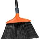 TreeLen Heavy Duty Outdoor Broom, Stiff Bristles for Garage, Driveway & Sidewalk  14.5 Wide, Ideal for Indoor/Outdoor Sweeping (Orange Long Handle Angle Broom)