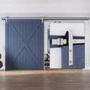 12 FT Brushed Nickel Sliding Barn Door Hardware Track Kit,Basic J Pulley,Heavy Duty,Slide Smoothly Quietly,Easy Install (12FT Track Kit for 72" Wide Single Door)