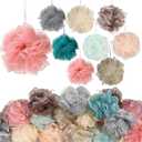 CHENGU 80 Pcs Loofah Bulk Sponge Bath Sponges for Shower, Bath, Body Pouf Mesh Loofah Exfoliating Body Scrubber for Baby, Women, Men, 20g (Plain, Novel Colors)