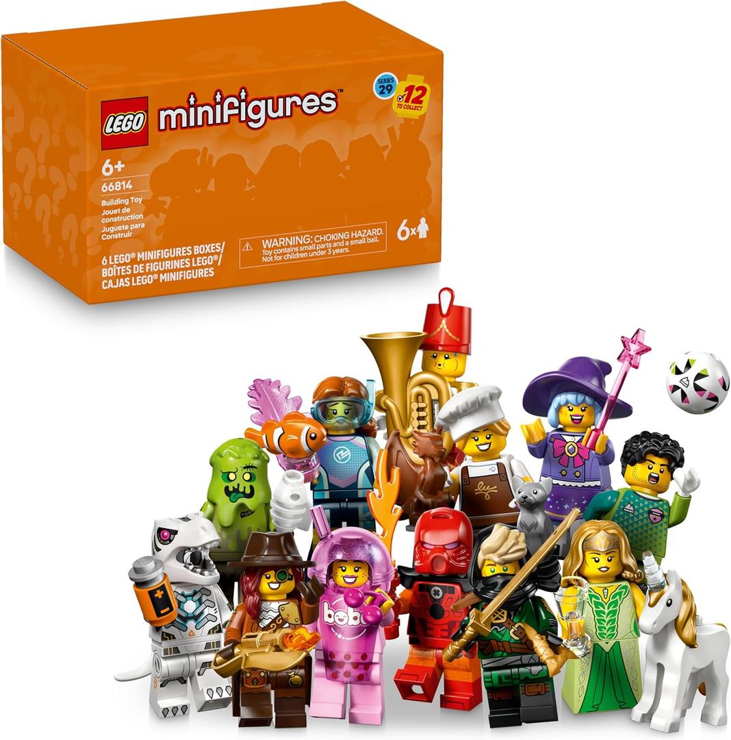 LEGO Minifigures Series 29 - 6 Pack - Mystery Box Multipack - Birthday Party Favors for Boys & Girls, Ages 6+ - Goodie Bag Stuffers for Kids - 66814