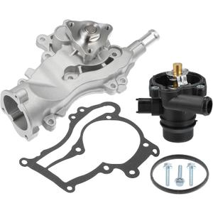 X AUTOHAUX 1 Set Aluminum Engine Water Pump Coolant Thermostat Housing Kit W/Gasket No.55486342/25200455 for Chevrolet Cruze Sonic Cruze Limited Trax for Buick Encore Water Pump Assembly