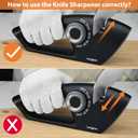 Longzon 6-in-1 Knife Sharpener 5 Stage with Cut-Resistant Glove, Manual Kitchen Tool for Straight & Serrated Knives, Quickly Sharpens Restores & Polishes Dull Blades Safe for Home Kitchen