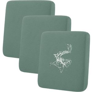 hyha Waterproof Couch Cushion Covers for Pets, Non Slip Sofa Seat Cover for Dogs Washable, Soft Thick Stretch Jacquard Fabric, Sofa Slipcovers with Elastic Bottom (3 Pieces, Green)