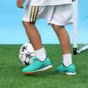 Hawkwell Unisex-Child Athletic Lace Up Boys Girls Indoor Trainer Soccer Shoe (Toddler/Little Kid/Big Kid) (Green)