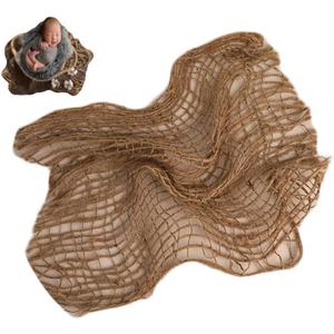 Zeroest Newborn Baby Photography Props Jute Layer Linen Blanket Newborn Boy Girl Photoshoot Basket Layering Piece Burlap Background (Linen)