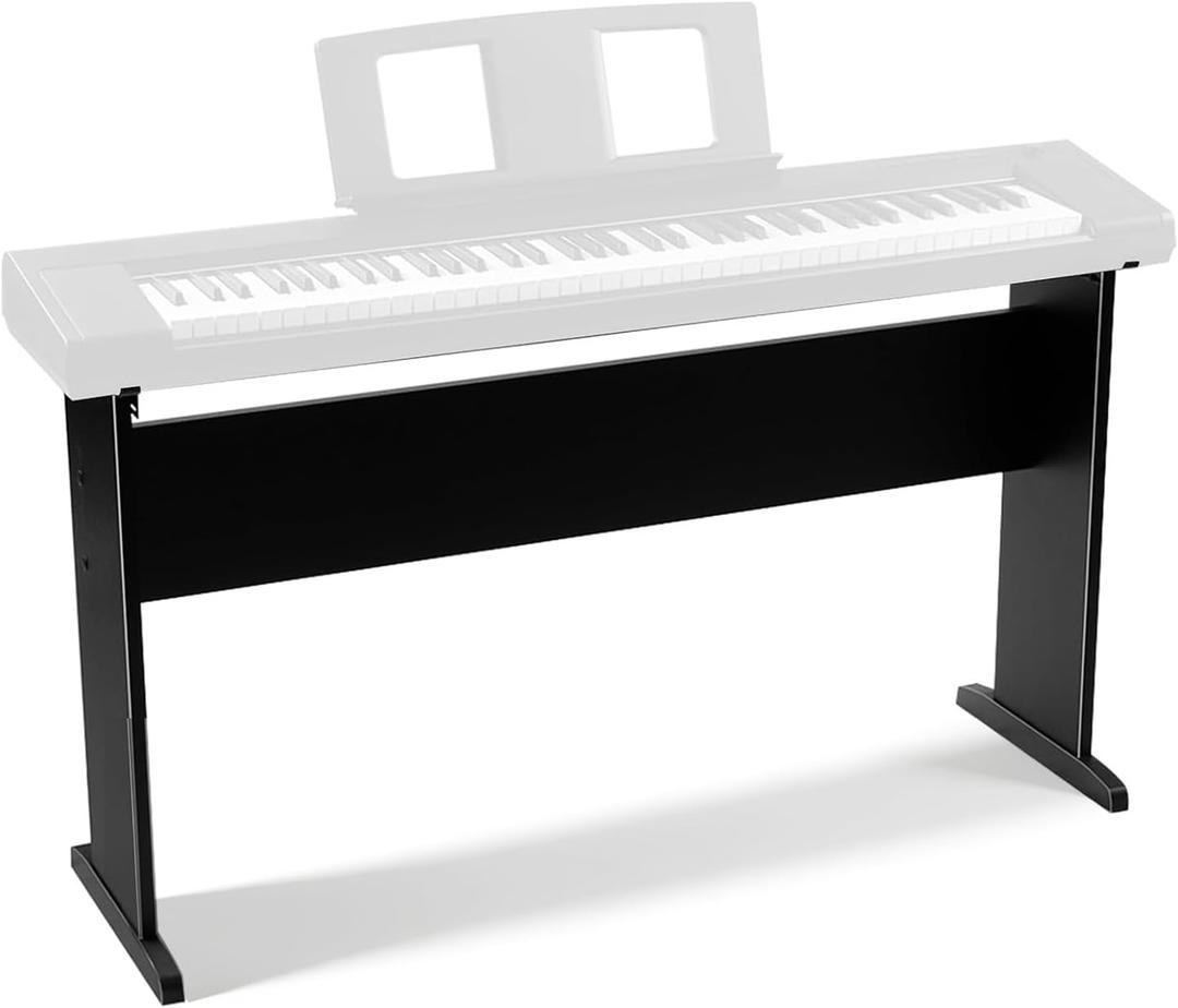 MOSEN Wooden Piano Keyboard Stand Compatible for 76/88-Key Electric Pianos, Heavy Duty Music Stand Adjustable Width, Sturdy Musical Keyboard Stand Upright Style-Black