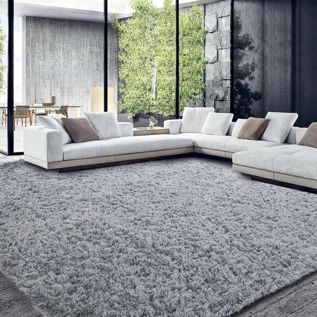 HOMBYS Shaggy Area Rug 12x15 Feet, Ultra Fuzzy Large Plush Faux Fur Carpet for Living Room Bedroom, Non-Skid Fuzzy Rug for Kids Playroom Home Decor