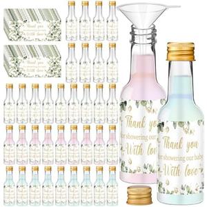 Chuangdi 22 Pack Baby Shower Mini Liquor Bottles 2oz Shot Bottle with Cap Baby Shower Favor for Guest Gender Reveal Party Favor Thank You Funnel Sticker for Guest Gift Newborn Baptism Party Decoration
