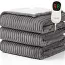 Homemate Electric Heated Blanket Twin Size - 62"x84" Heating Blanket Twin Size 1/2/4/6/8 Hours Auto-Off 10 Heat Level Over-Heat Protection Soft Flannel Sherpa ETL Certification