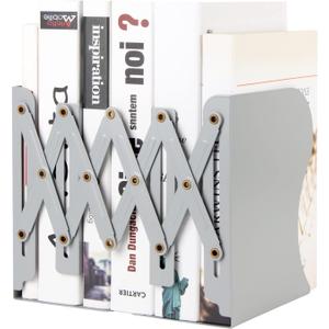 Aobopar Book Ends, Bookends for Shelves, Book Organizer for Desk, Metal Bookends for Heavy Books, Book Holders for Shelves, Suitable for Office, Home and School Use (Grey)