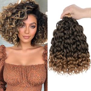 10 Inch Gogo Curl Crochet Hair Short Curly Crochet Hair Deep Wave Beach Curl Crochet hair Water Wave Curly Crochet Braids Hair Synthetic Braiding Hair Extensions for Women (16 Strands/pack T27#)