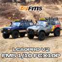 FMS 1/10 LC80 Brushless RC Crawler Pro V2, FCX10 Toyota RC Rock Crawler with Lighting and Two-Speed, Hobby Grade Offroad RC Car for Adults, RS (Blue), 22.5 x 9.88 x 11.3 inches