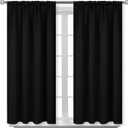 BGment Black 54 Inches Length Blackout Curtains for Bedroom - Rod Pocket Thermal Insulated Drapes for Short Window/Basement Room Darkening Blinds Shading Privacy, 42 x 54 Inch, 2 Panels