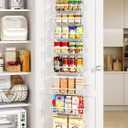 Delamu Narrow 9-Tier Over the Door Pantry Organizer, Adjustable Pantry Storage, Metal Hanging Spice Rack, Cabinet Door Organizer for Kitchen, Bathroom, Laundry Room, 12.5" White