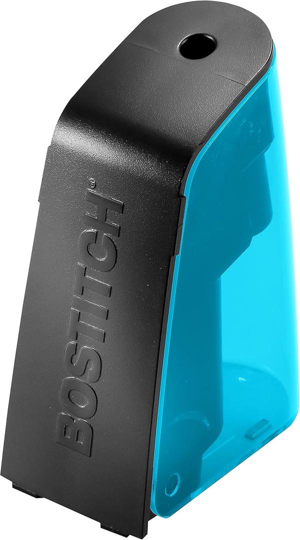 Bostitch Office Battery Pencil Sharpener, Hinged Tray, Colored Pencil Compatible, Black
