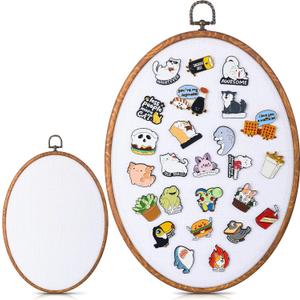 Yalikop Pin Display Board Fabric Enamel Pin Boards Wall Hanging Brooch Earrings Necklace Jewelry Holder Organizer Display Storage for Home and Holiday(White,11.4" X 8.6",1)