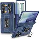 VEGO for Samsung Fold 7 Case with Hinge Protection & Slide Camera Cover [360Rotating Ring Stand][Screen Protector] Heavy Duty Shockproof Protective Hard Case for Samsung Z Fold 7 5G 2025 - Blue