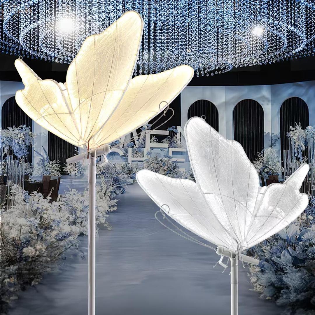 3-Color Butterfly Floor Lamp - Adjustable Wedding/Home LED Lighting, Ceiling Hanging & Standing Dual Use Decorative Lamp, 2 Pack 80cm(31.4") Elegant Butterfly Shape Floor Light