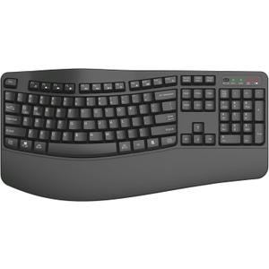 Ergonomic Wireless Keyboard with Wrist Rest, Wave Keys, Comfortable Natural Typing, 2.4GHz Full Size Ergo Wireless Computer Keyboard for Multi-OS, Windows, Mac OS Laptop/PC/Notebook (Gray)