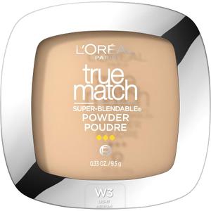 L'Oreal Paris True Match Super Blendable Oil Free Powder Foundation, W3 Light Medium, 0.33 oz