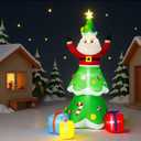 7FT Inflatable Christmas Tree with Santa, Built-in LED Lights, Blow Up Xmas Decor with Gift Boxes for Indoor Outdoor Yard Patio Garden Holiday Party