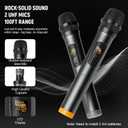 Bluetooth Audio Amplifier, UHF Wireless Microphone System with 2.1 Channel HiFi External Speaker with USB/TF/FM/TWS, Treble and Bass Adjustment for Party, Home KTV, Conference, Church