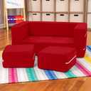 Jaxx Zipline Kids Modular Loveseat & Ottomans/Fold Out Lounger, Cherry