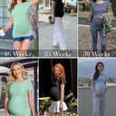 Ekouaer Womens Maternity Shirts 3 Packs Round Neck Short Sleeve Side Ruched Swiss Dot T Shirt Tops S-XXL (S)